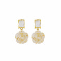 Luxury Transparent Acrylic Geometric Flower Heart Rhinestone Crystal Tassel Stud Drop Earrings view 5