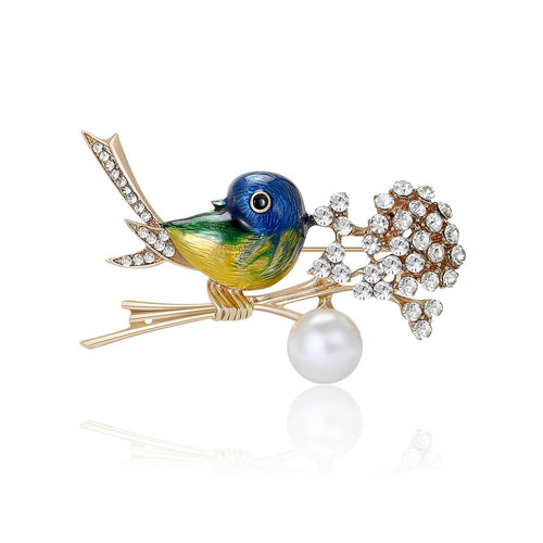 Alloy Enamel Rhinestone Bird Brooch Pin For Suit Decoration