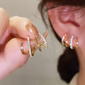 Four Prong Ear Cuff Earrings, Niche Design Fashion Four Claw Stud Earrings For Women view 1