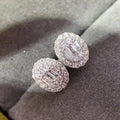 Luxury Oval Stud Earrings With Full Pave Zircon Cluster, Korean Fashion Sleep Friendly Jewelry view 2