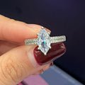 Creative Marquise Shaped Zircon Ring European American Fashion Jewelry Manufacturer Supply view 2