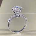 White Gold Plated Crystal Inlaid Women Ring Sparkling Star Wedding Diamond Style Ring view 1