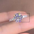 White Gold Plated Crystal Inlaid Women Ring Sparkling Star Wedding Diamond Style Ring view 5