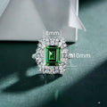 Full Cubic Zirconia Emerald Peacock Green Ring, White Gold Plated Stackable Light Luxury Finger Ring view 4