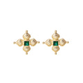 Sterling Silver Pin Geometric Vintage Emerald Waterdrop Pearl Chain Hollow Stud Earrings For Women view 5