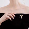 Alloy Zircon Angel Wing Pearl Brooch Pin For Neckline Decoration view 2