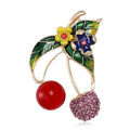 Alloy Rhinestone Cherry Brooch Pin For Women Sweaters And Coats view 5