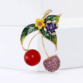 Alloy Rhinestone Cherry Brooch Pin For Women Sweaters And Coats view 2