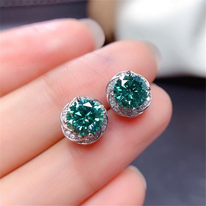 Women's Simulated Maldives Blue Green Zircon Stud Earrings, Direct Fashion Jewelry