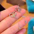 Sweet Cool Heart Tassel Drop Earrings For Women, Niche Design Trendy Fashion Ear Jewelry view 3
