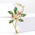 Copper Zircon Flower Brooch Pin For Women Fashion Apparel view 2