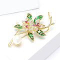 Copper Zircon Flower Brooch Pin For Women Fashion Apparel view 3