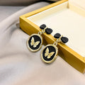 Elegant Vintage Round Circle Butterfly Stud Drop Alloy Enamel Frosted Metal Niche Fashion Earrings view 3