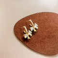 Elegant Gold Alloy Bowknot Rhinestone Pearl Hoop Studs Sweet Light Luxury Small Women's Fashion Earrings view 4