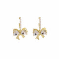 Elegant Gold Alloy Bowknot Rhinestone Pearl Hoop Studs Sweet Light Luxury Small Women's Fashion Earrings view 5