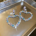 Alloy Post Hollow Rhinestone Heart Drop Earrings Style Luxury Statement Jewelry for Women view 3
