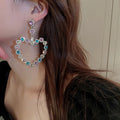 Alloy Post Hollow Rhinestone Heart Drop Earrings Style Luxury Statement Jewelry for Women view 2