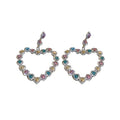 Alloy Post Hollow Rhinestone Heart Drop Earrings Style Luxury Statement Jewelry for Women view 5