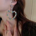Alloy Post Hollow Rhinestone Heart Drop Earrings Style Luxury Statement Jewelry for Women view 4
