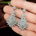 Luxury Full Rhinestone Bridal Drop Earrings For Wedding Evening Fashion Jewelry view 1