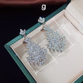 Luxury Full Rhinestone Bridal Drop Earrings For Wedding Evening Fashion Jewelry view 5