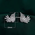 Vintage 3D Angel Wing Stud Earrings, Feather Cubic Zirconia Piercing Earrings For Women view 4