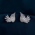 Vintage 3D Angel Wing Stud Earrings, Feather Cubic Zirconia Piercing Earrings For Women view 2