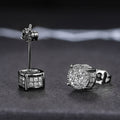 European American Full Zircon Hip Hop Men Stud Earrings Micro Inlaid Plated Round Ear Jewelry view 2