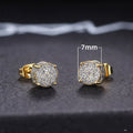 European American Full Zircon Hip Hop Men Stud Earrings Micro Inlaid Plated Round Ear Jewelry view 4