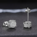 European American Full Zircon Hip Hop Men Stud Earrings Micro Inlaid Plated Round Ear Jewelry view 6
