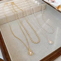 French Minimalist Irregular Pearl Double Layer Copper Clavicle Necklace For Women view 2