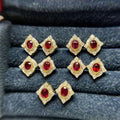 Vintage Court Style Simulated Ruby Zircon Stud Earrings Anniversary Gift For Women view 3
