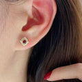 Vintage Court Style Simulated Ruby Zircon Stud Earrings Anniversary Gift For Women view 4