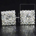 Classic Square Full Diamond Zircon Stud Earrings Hip Hop Micro Pave Unisex Sparkling Jewelry view 4