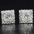 Classic Square Full Diamond Zircon Stud Earrings Hip Hop Micro Pave Unisex Sparkling Jewelry view 2