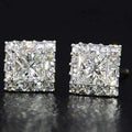 Classic Square Full Diamond Zircon Stud Earrings Hip Hop Micro Pave Unisex Sparkling Jewelry view 3