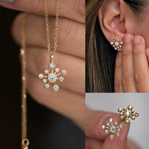 Minimalist Geometric Circle Stud Earrings And Necklace Jewelry Set, Trendy Cool Style Accessories