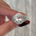Luxury Copper Wedding Ring With White Gold Plating And Hand Set Zircon Stones For Bridal Jewelry view 2