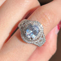 Luxury Copper Wedding Ring With White Gold Plating And Hand Set Zircon Stones For Bridal Jewelry view 3