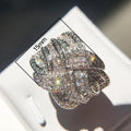 Full Pave Royal Blue Zircon Statement Engagement Ring For European And American Women view 5