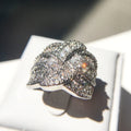 Full Pave Royal Blue Zircon Statement Engagement Ring For European And American Women view 3