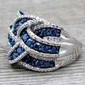 Full Pave Royal Blue Zircon Statement Engagement Ring For European And American Women view 2