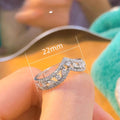 Sparkling Marquise Gemstone Double Wishbone Ring For Women Layered Zircon Fashion Finger Jewelry view 5