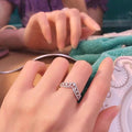 Sparkling Marquise Gemstone Double Wishbone Ring For Women Layered Zircon Fashion Finger Jewelry view 2