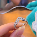 Sparkling Marquise Gemstone Double Wishbone Ring For Women Layered Zircon Fashion Finger Jewelry view 3