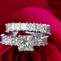 European American Designer Double Layer Simulated Zircon Ring Set For Women Hand Jewelry view 4