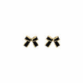 Silver Needle Bowknot Flower Chain Pearl Stud Earrings, Geometric Small Bell Ear Jewelry view 5