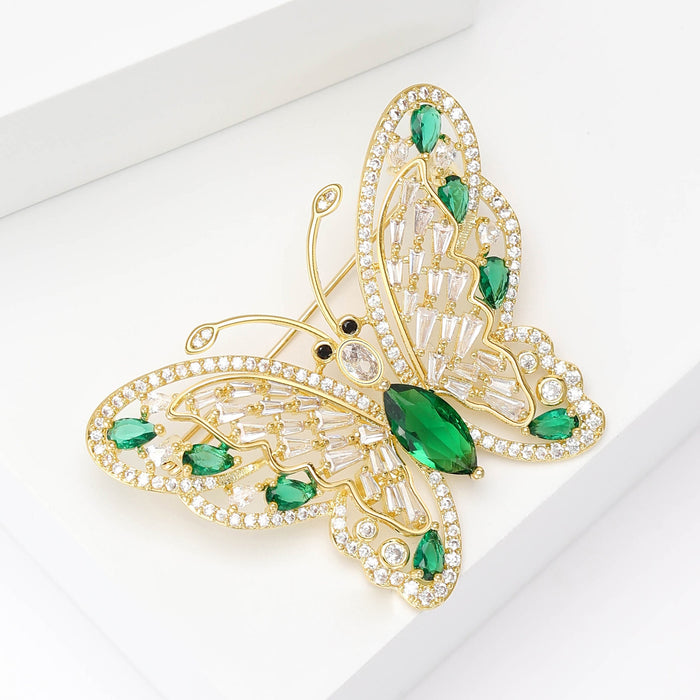 Elegant Zircon Butterfly Brooch Pin For Coat And Apparel Decoration