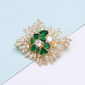 Copper Zircon Emerald Style Brooch Pin Vintage Coat Accessory view 3