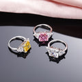 Korean Princess Square Four Prong Pink Crystal Ring For Women, Light Luxury Zircon Color Gem Finger Ring view 4